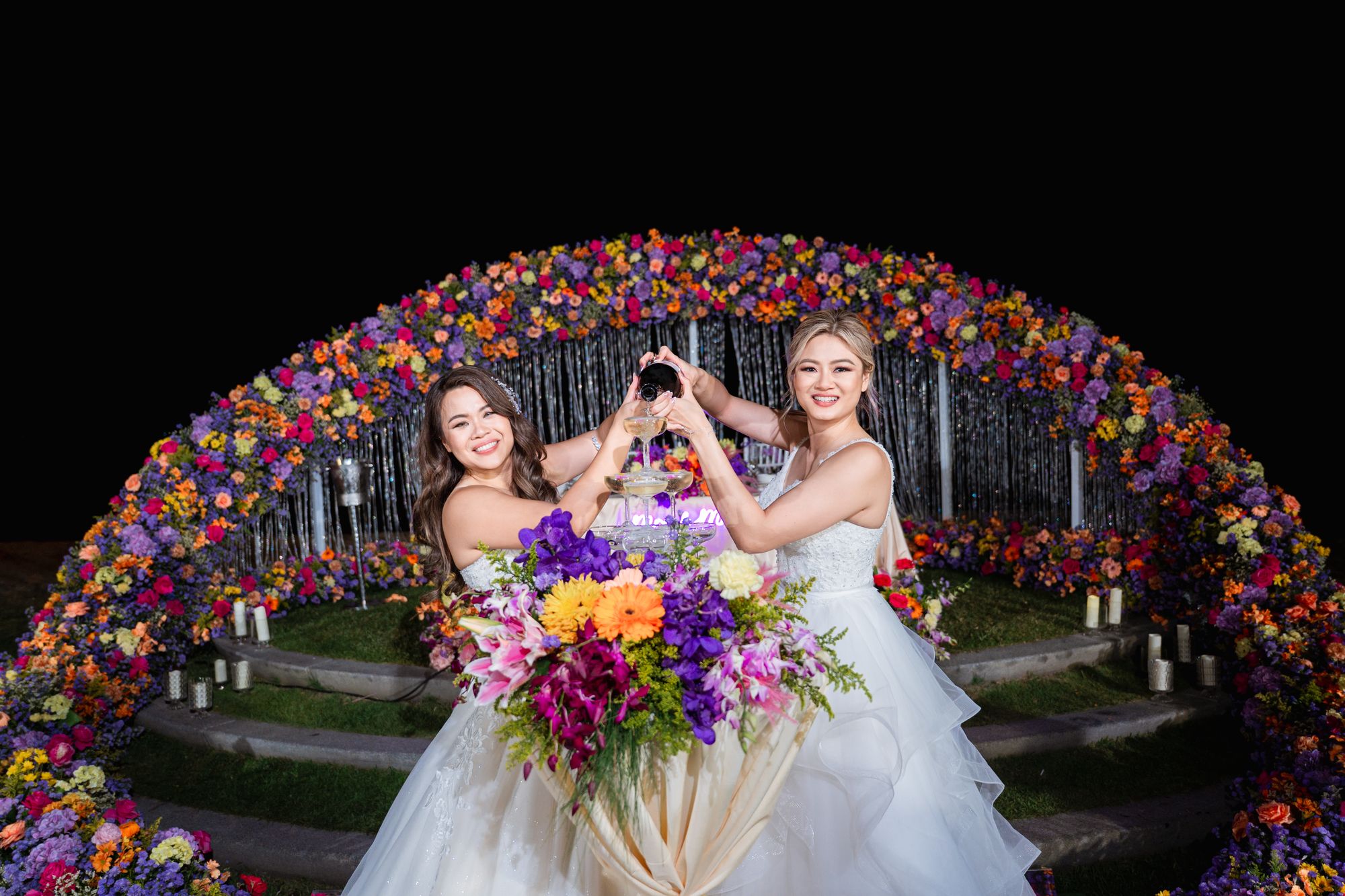 R and R on their wedding day