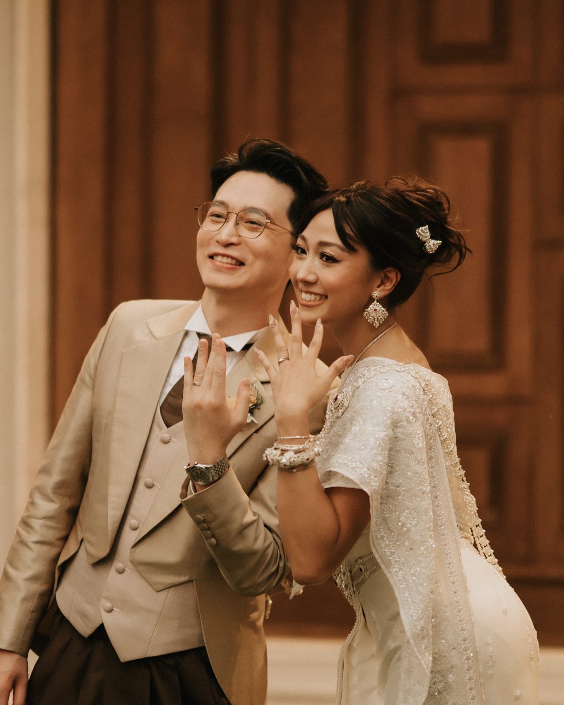 V and J on their wedding day