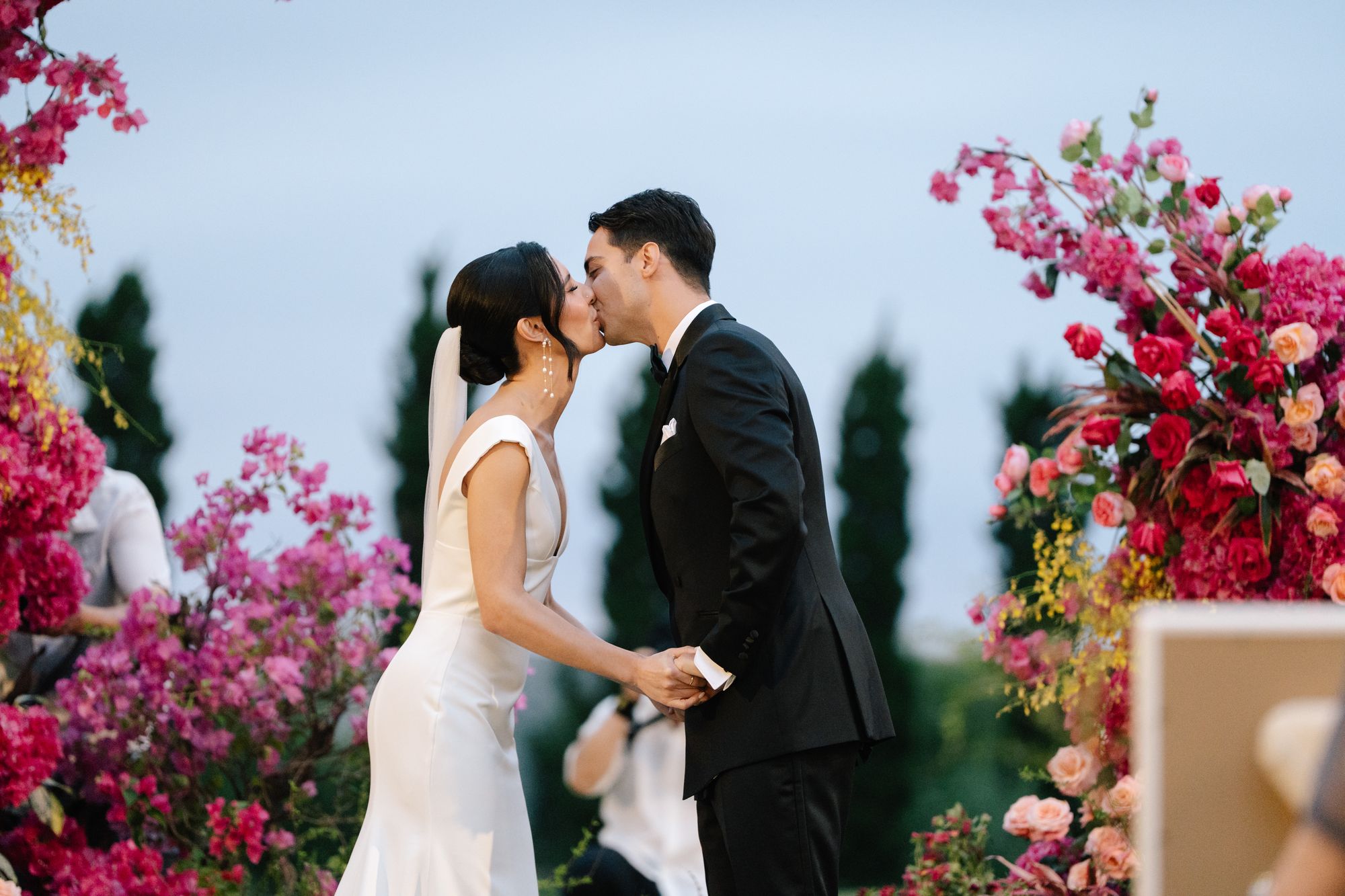 V and K on their wedding day