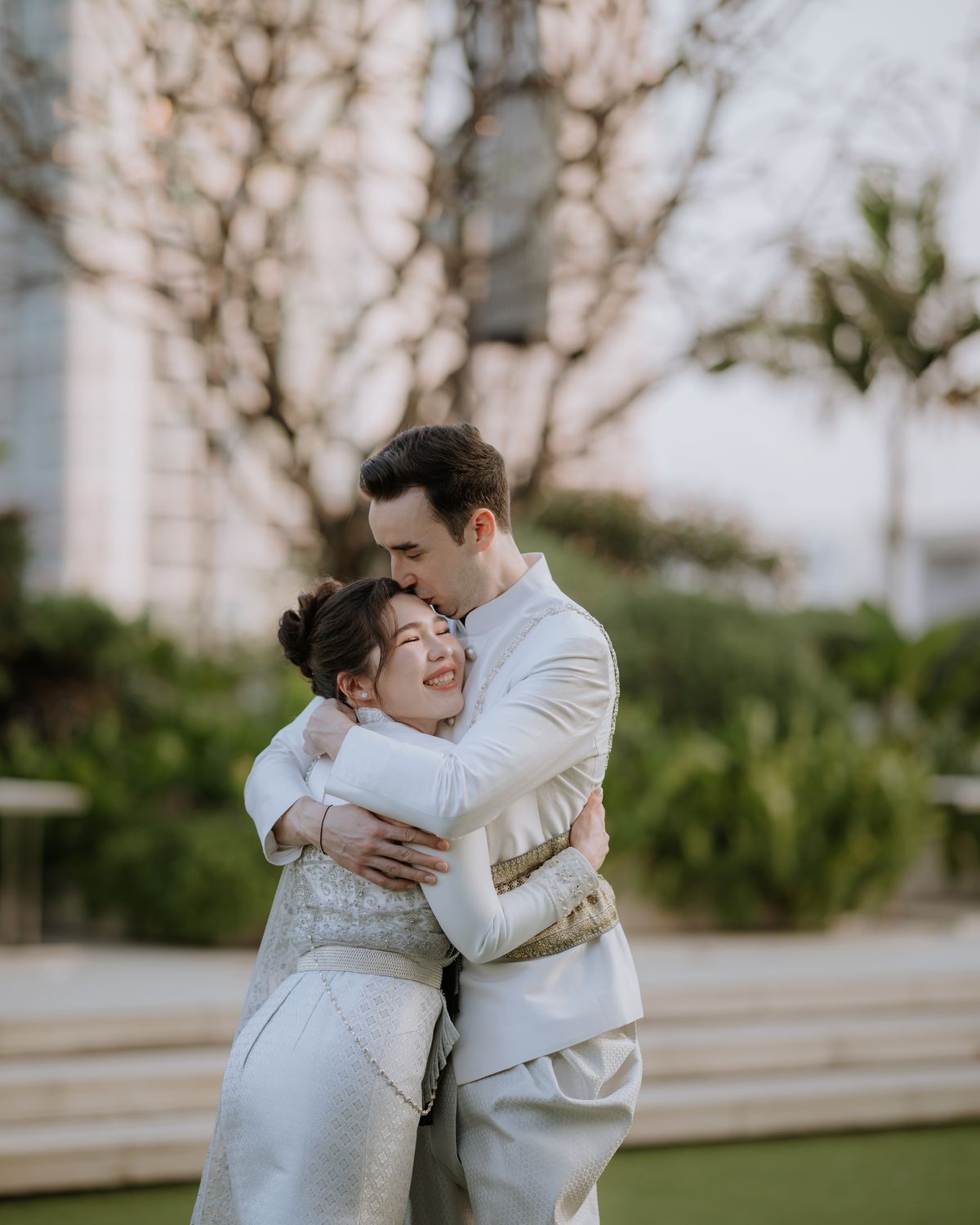 V and R on their wedding day